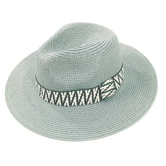 Summer Hat Panama Green Black Ginger Sage Foldable Roll Up Travel Bag ZigZag Hol 601-341 (4).JPG