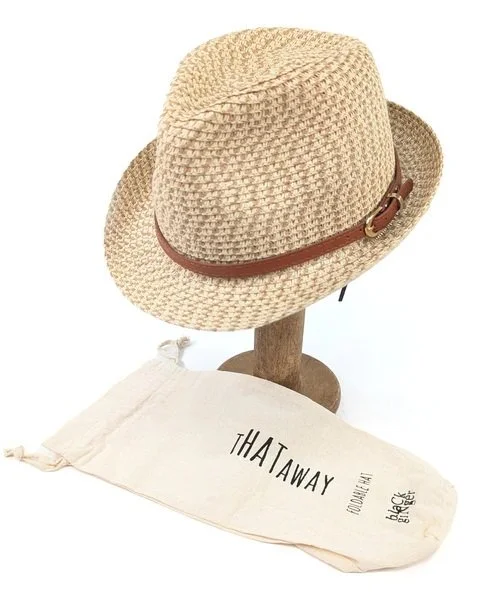 Black Ginger Trilby Hat Brown Mottled Foldable Roll Up Travel Bag Holiday Unisex 601-352 (1).jpg