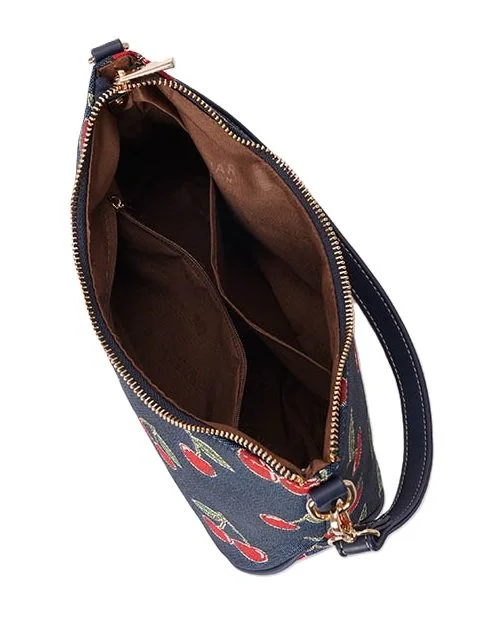 Signare Cherry Tapestry Moon Underarm Crossbody 2 in 1 Bag Dark Blue Navy London MOON-CHERRY-BLUE (5).jpg