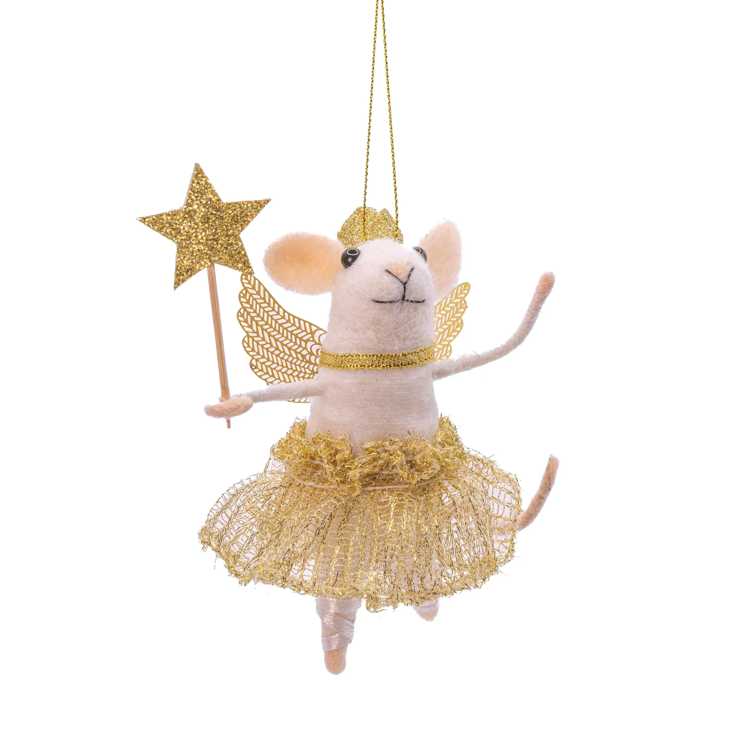 Sass & Belle Fairy Mouse Gold Wand Tutu Wings Felt Christmas Hanging Decoration HOBXM182_A (1).jpg