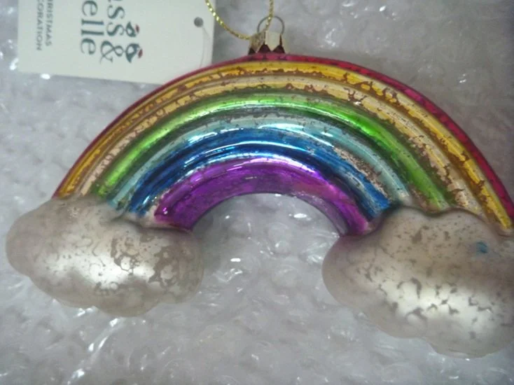 Sass & Belle Rainbow Bauble Crackle Glaze Hanging Decoration Shaped 3D Xmas Tree DROPXM076 (5).JPG