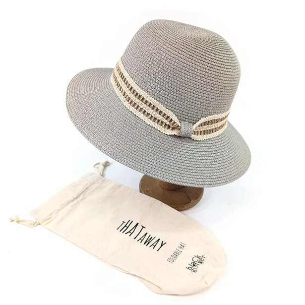 Black Ginger Cloche Grey Rope Lace Sun Hat Foldable RollUp + Travel Bag 57cm Hol 601-337 (1).jpg