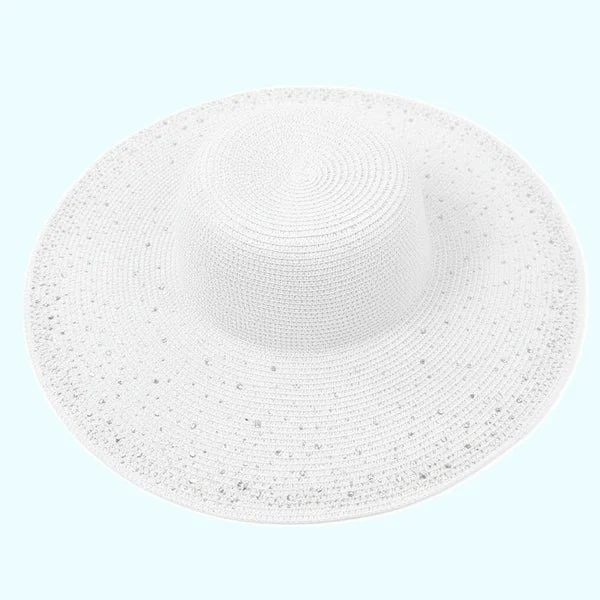 Black Ginger Summer Hat Foldable Wide Brim Diamante Roll Up Travel Bag Holiday White 57cm 601-349 (4).jpg