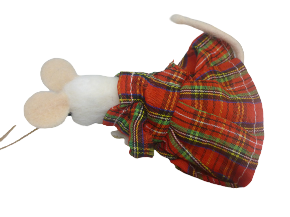 Sass & Belle White Mouse Tartan Dress Star Felt Christmas Hanging Decoration Fun (4).png