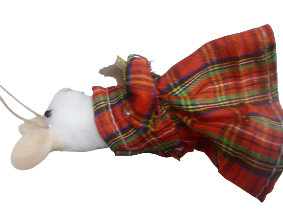 Sass & Belle White Mouse Tartan Dress Star Felt Christmas Hanging Decoration Fun (2).png