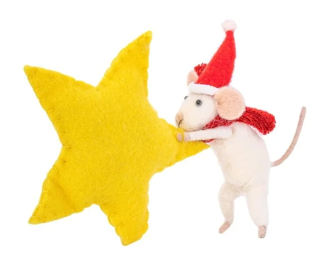 Sass & Belle Mouse with Star Tree Topper Clip on Felt Christmas Decoration Fun FELTXM193 (1).jpg