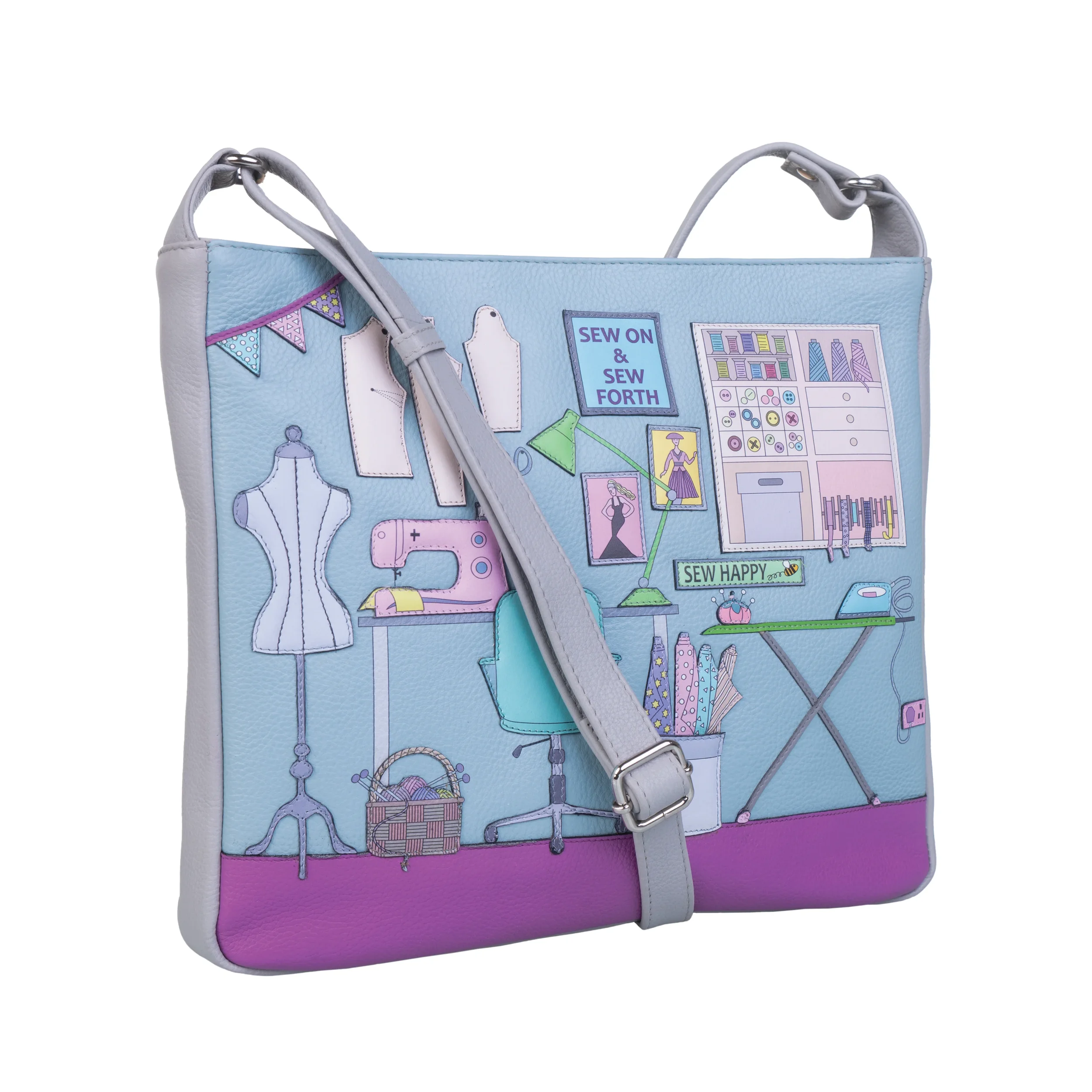 Mala Leather Sewing Room 2023 Grey Large Shoulder Cross Body Handbag + Dust Bag (1).webp