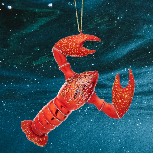 Sass & Belle Lobster Red Glass Glitter 3D Christmas Xmas Tree Hanging Decoration LINXM079_A (1).png