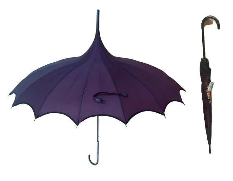 Soake Plum Purple Pagoda Scalloped Large Walk Stick Boutique Umbrella Brolley BCSSEPPL (1).jpg
