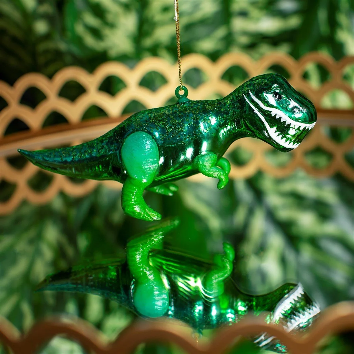 Sass & Belle Green Dinosaur T-Rex 3D Glass Bauble Hanging Decoration Xmas Tree RUBYXM170_A (3).jpg