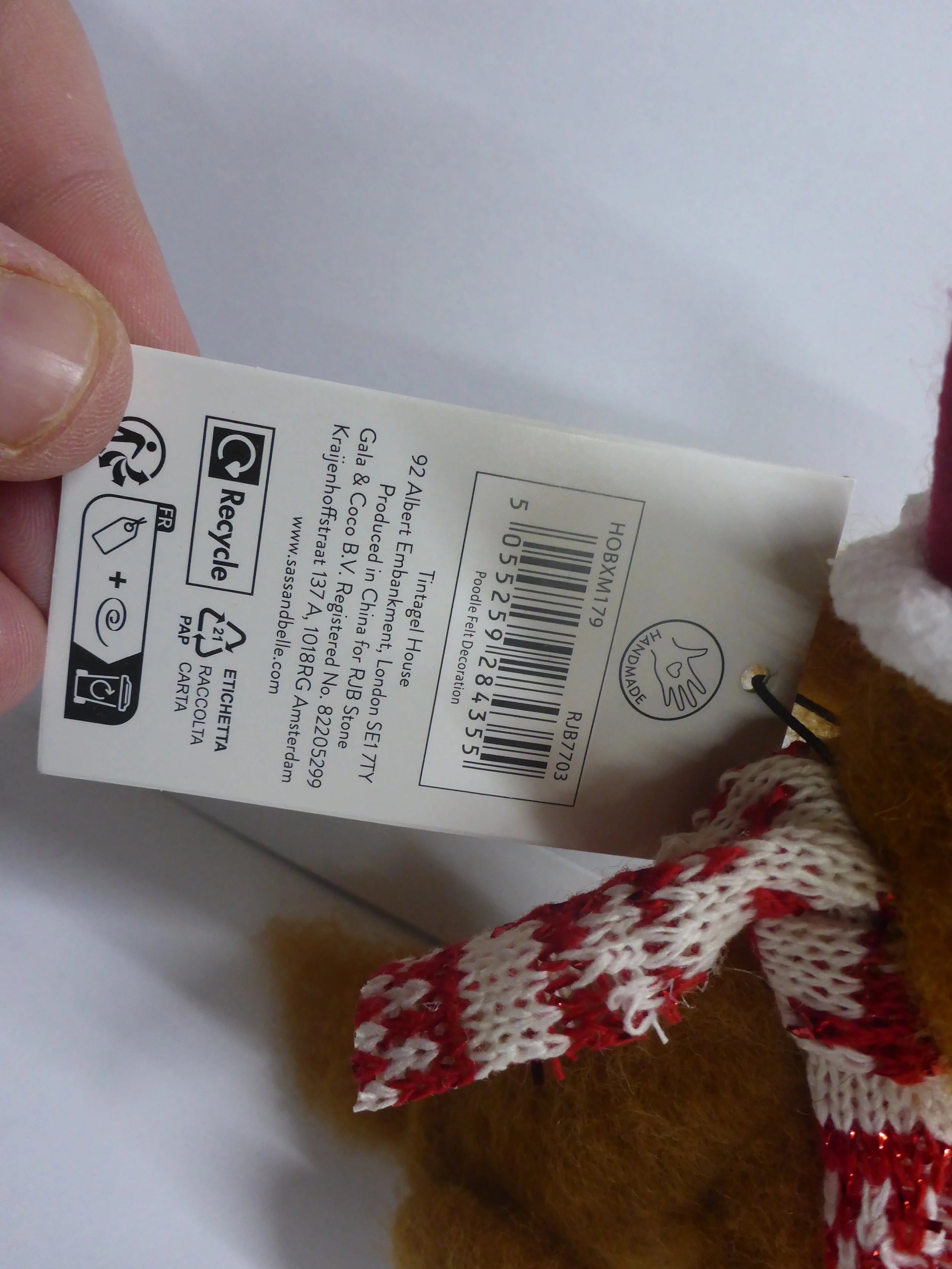 Sass & Belle Poodle Dog Scarf Hat Felt Hanging Xmas Tree Decoration Novelty Fun HOBXM179_A (4).JPG