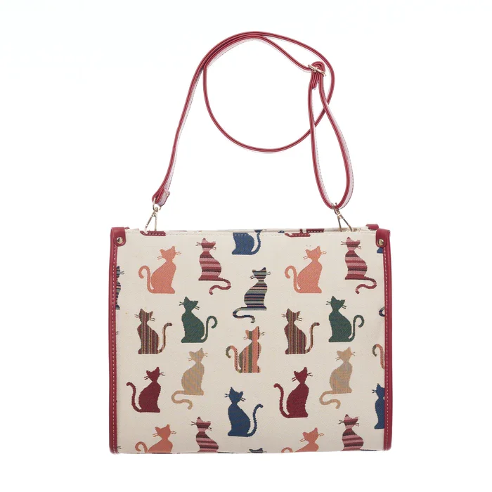 Signare Cheeky Cat Cats Tapestry City Handbag Cross Shoulder Grab Bag Cream Red CITY-CHEKY_700x (2).webp