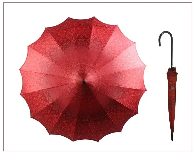 Soake Patterned RED UV Pagoda Large Walking Stick Boutique Umbrella Gift Brolley (1)a.jpg