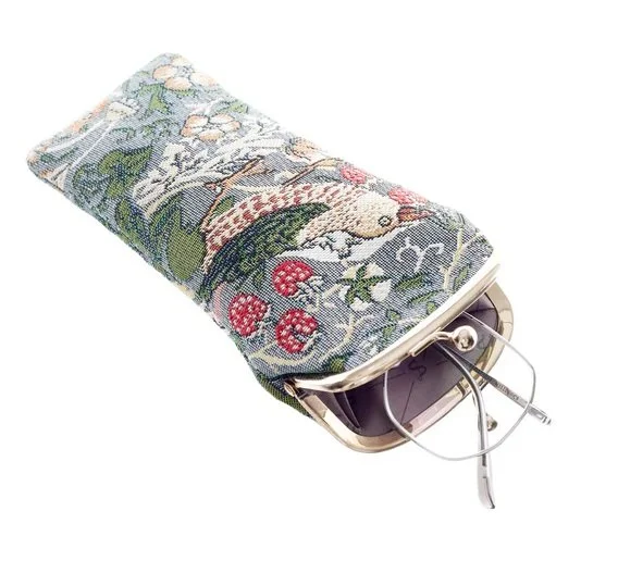 Signare Strawberry Thief Grey Glasses Case Soft Clasp Close Pouch Sun Eye Bag GPCH-STGR (10).jpg