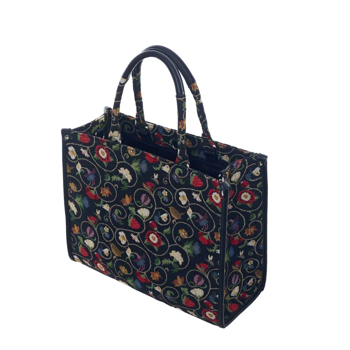 Signare Jacobean Dream Tapestry City Handbag Cross Shoulder Grab Bag Black Fun CITY-JACOB_700x (3).webp