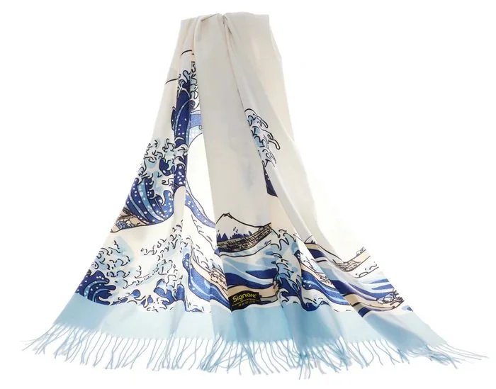 Signare Hokusai’s Great Wave Pashmina Large Scarf Art 200 x 70cm Fringe Blue New SC-PASH-ART-WAVE (1).jpg