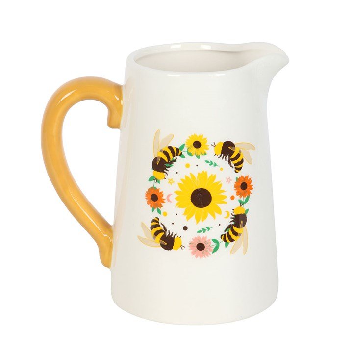 The Bee Radiant Collection Shaped Flower Vase - Summer Bee & Sunflower Jug