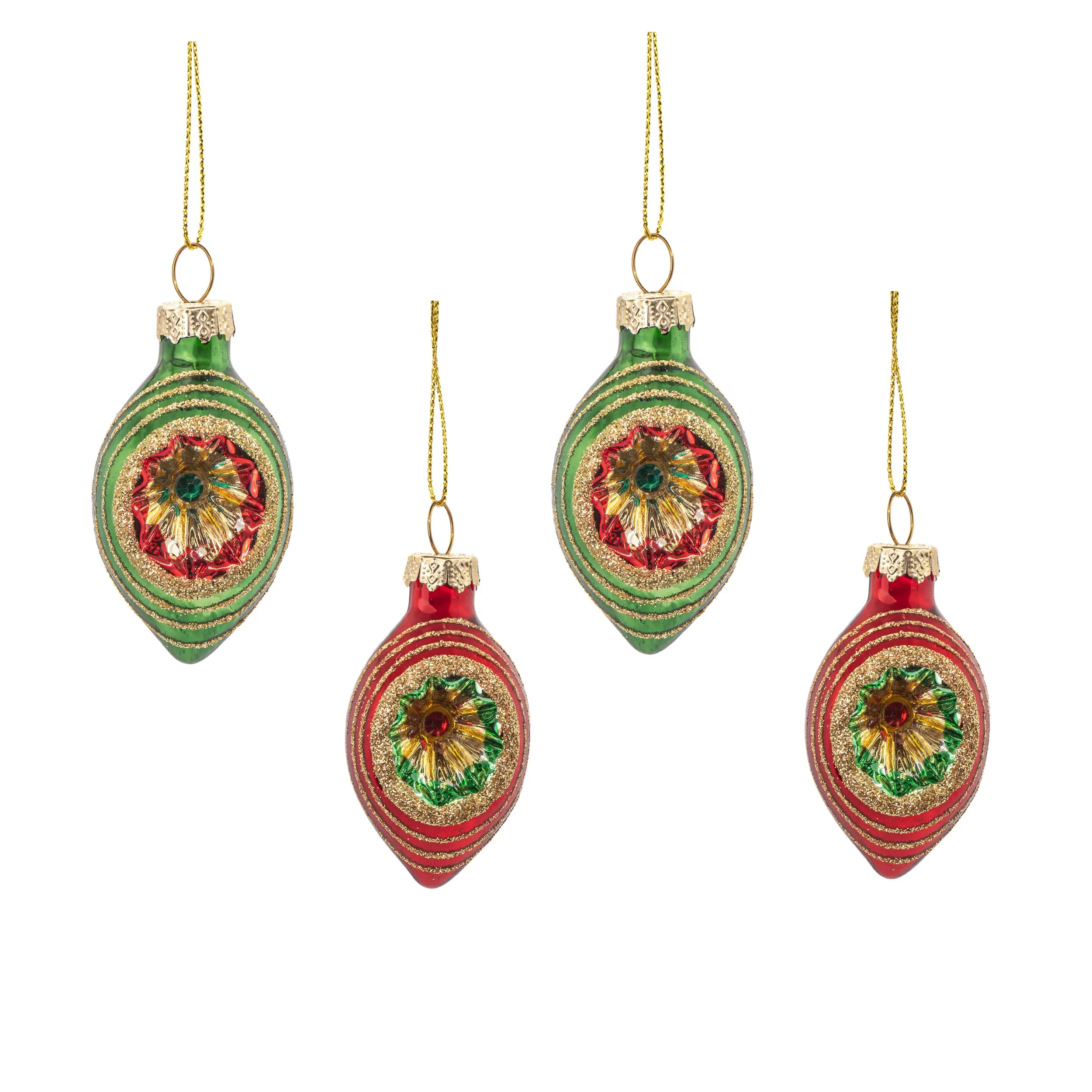 Sass & Belle Mini Retro Bauble Green Red Hanging Decoration Set Christmas Tree 4 RUBYXM244_A (1).jpg