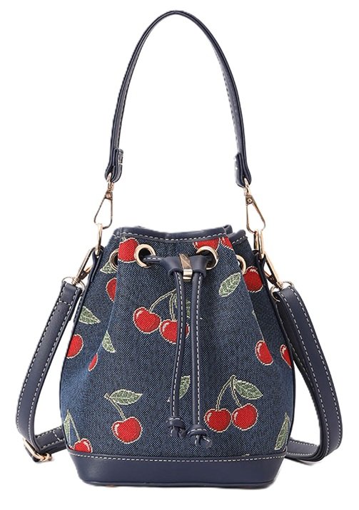 Signare Cherry Tapestry Casual Bucket Bag Grab 2 in 1 Bag Dark Blue Navy London BUCK-CHERRY-BLUE (1).jpg