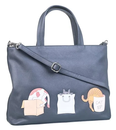 Mala Leather Kitty Chaos Cat Large Grab Shoulder Handbag + Dust Bag Grey 7278 (1).jpg