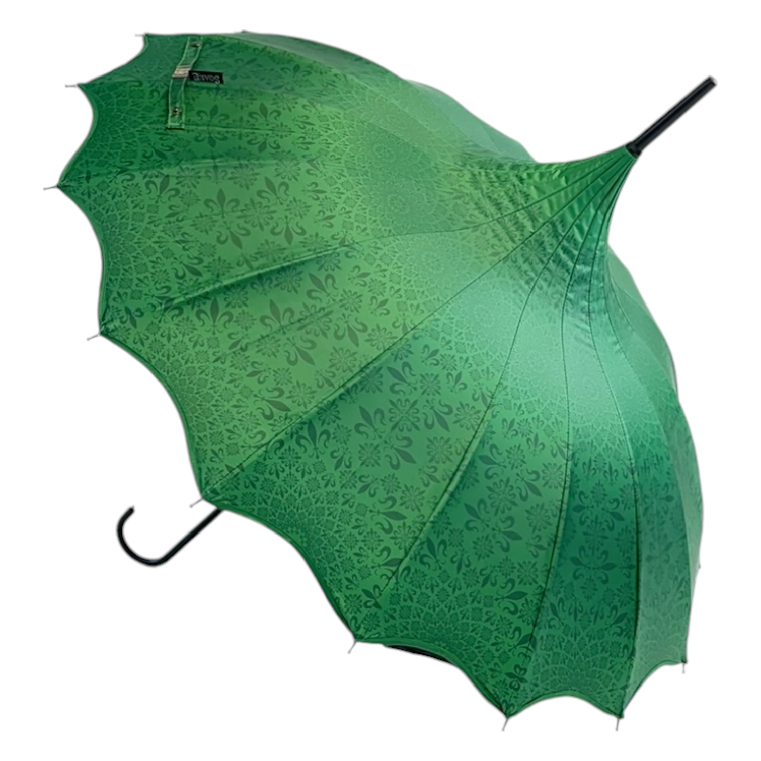 Soake Patterned Green UV Pagoda Large Walking Stick Boutique Umbrella Brolley BCSPATGRE (2).png