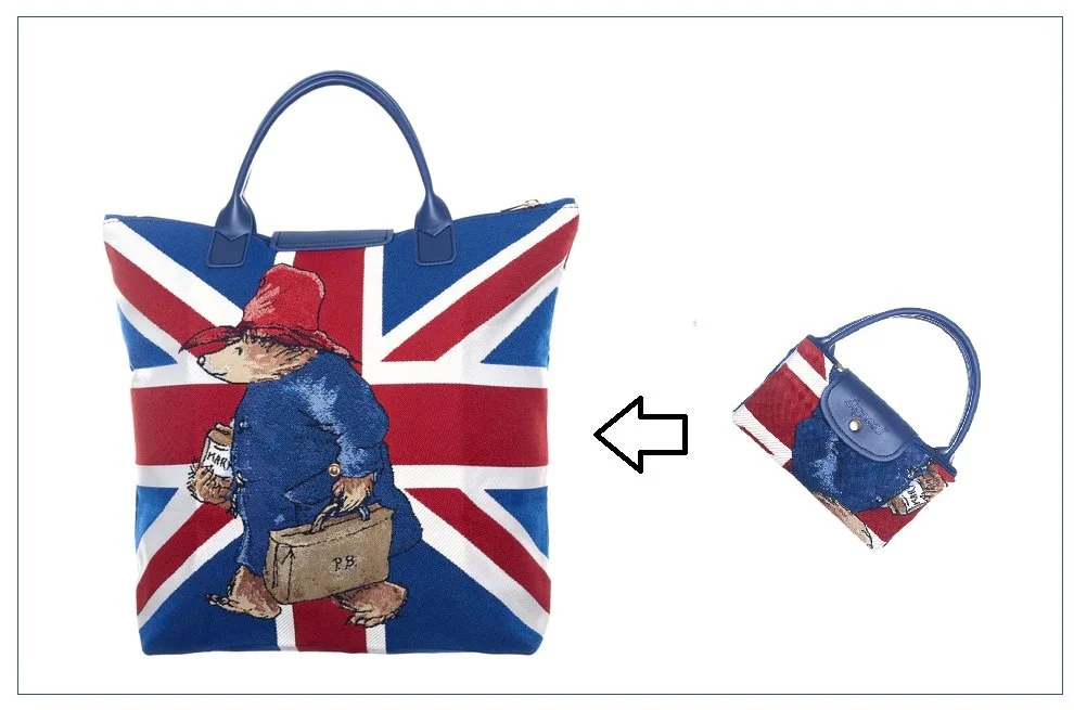 Signare Paddington Bear Union Jack Tapestry Foldaway Tote Shopping Shopper Bag (3)a.jpg