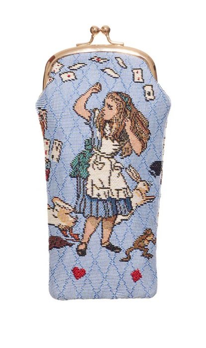 Signare Alice in Wonderland Glasses Case Soft Clasp Close Pouch Sun Eye Bag Blue GPCH-AIW-CARD (1).jpg