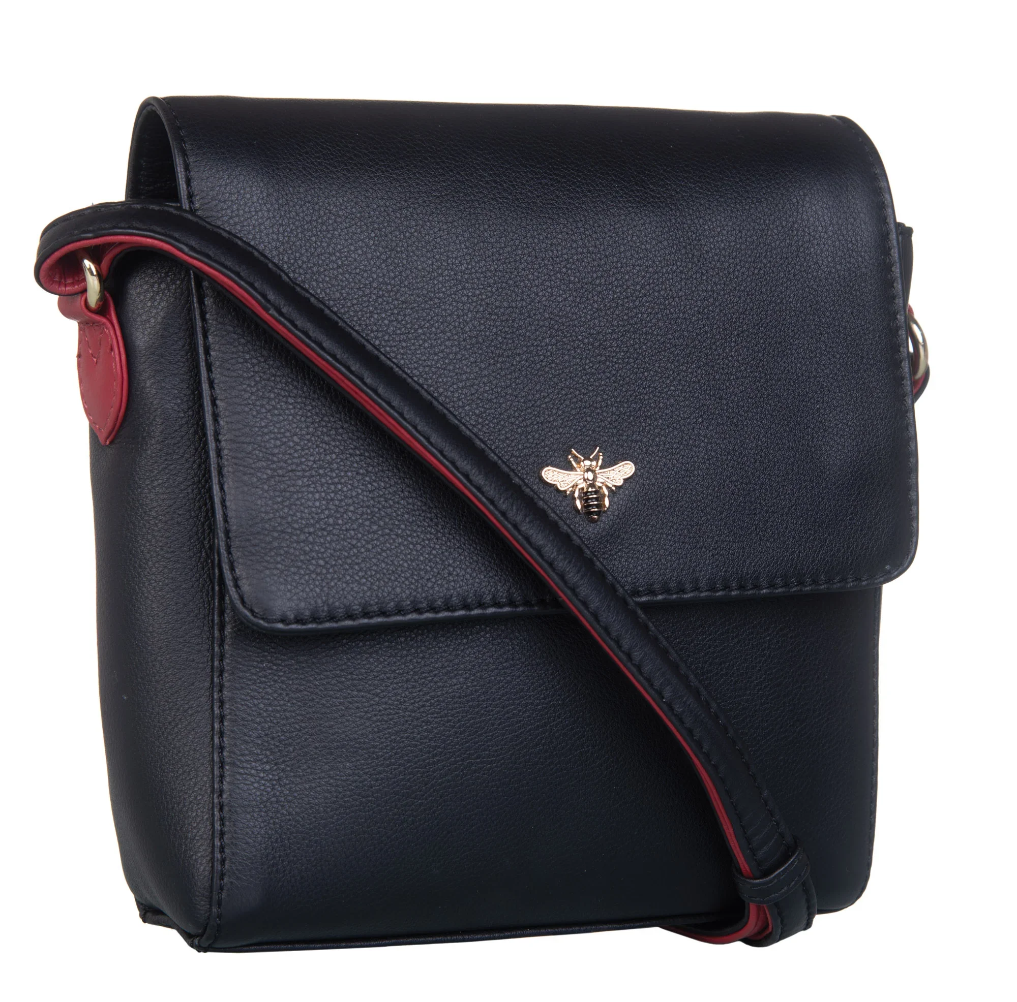 Mala Leather Mason Black Red Bee Compact Shoulder Cross Body Handbag + Dust Bag (1).webp