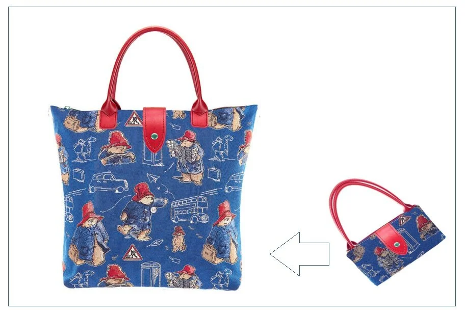 Signare Paddington Bear Tapestry Foldaway Tote Shopping Shopper Bag Blue Red Fun FOLD-PADDBL-600x6001 (1).jpg