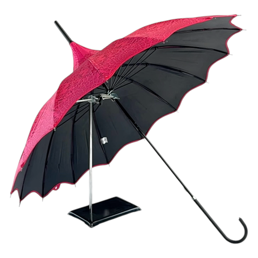 Soake Patterned Pink UV Pagoda Large Walking Stick Boutique Umbrella Brolley Fun BCSPATPIN-1 (3).png