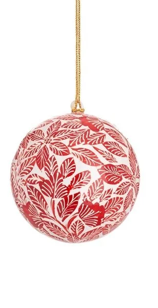 Sass & Belle Kashmiri Papier Mache Bauble Leafy Round Christmas Tree Decor Red Black GMDXM023_A (1)a.jpg