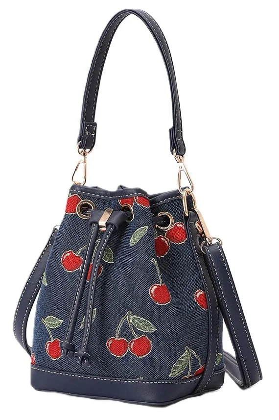 Signare Cherry Tapestry Casual Bucket Bag Grab 2 in 1 Bag Dark Blue Navy London BUCK-CHERRY-BLUE (2).jpg