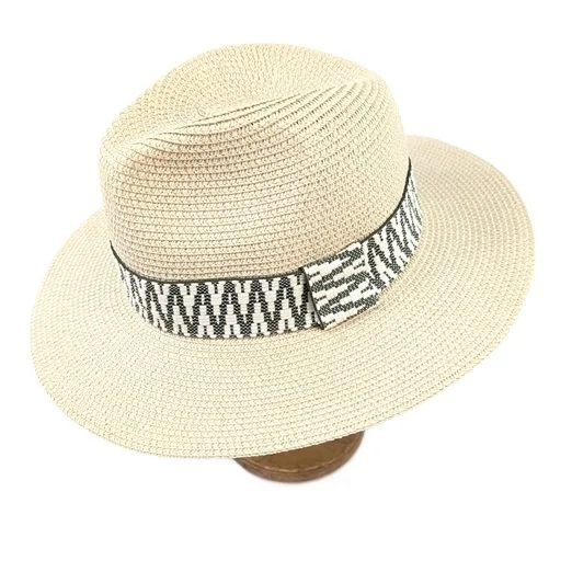 Summer Hat Panama Cream Black Ginger Sage Foldable Roll Up Travel Bag ZigZag Hol 601-340 (3).jpg