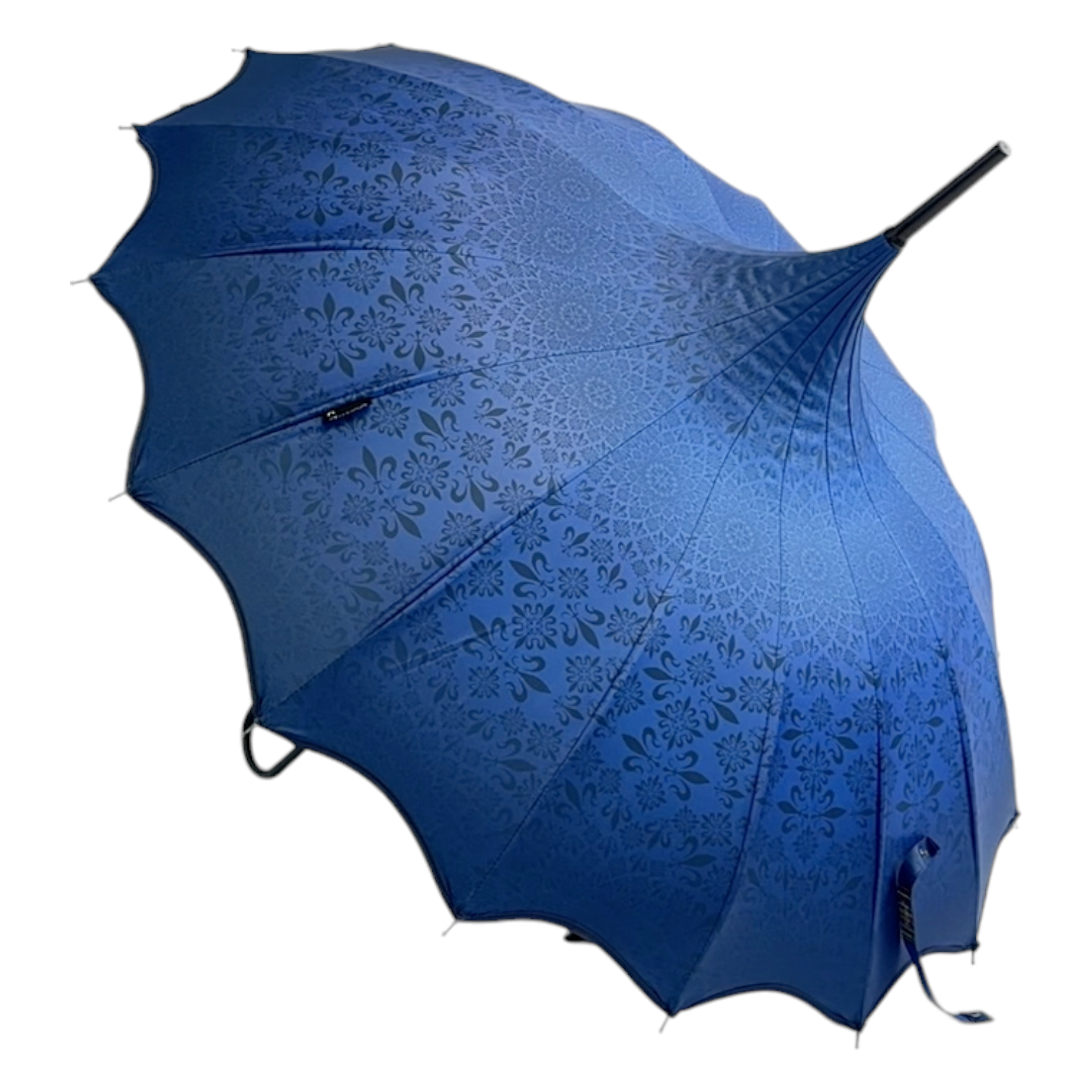 Soake Patterned Navy UV Pagoda Large Walking Stick Boutique Umbrella Brolley Fun BCSPATNAV (6).png