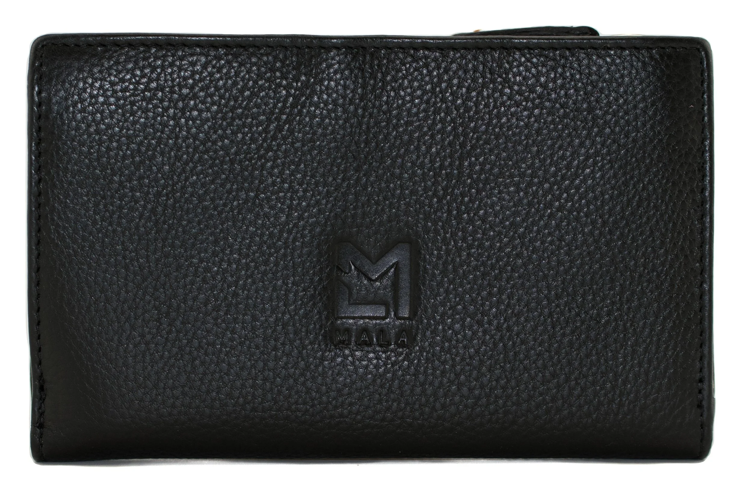 Mala Leather Kitty Crew Cat Black Tri Fold Large Purse RFID Protection Dust Bag 368236Frontblack (3).jpg