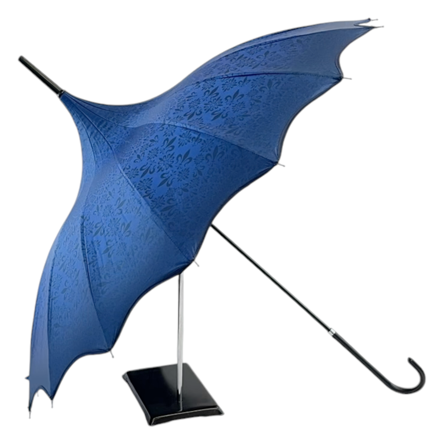 Soake Patterned Navy UV Pagoda Large Walking Stick Boutique Umbrella Brolley Fun BCSPATNAV (3).png
