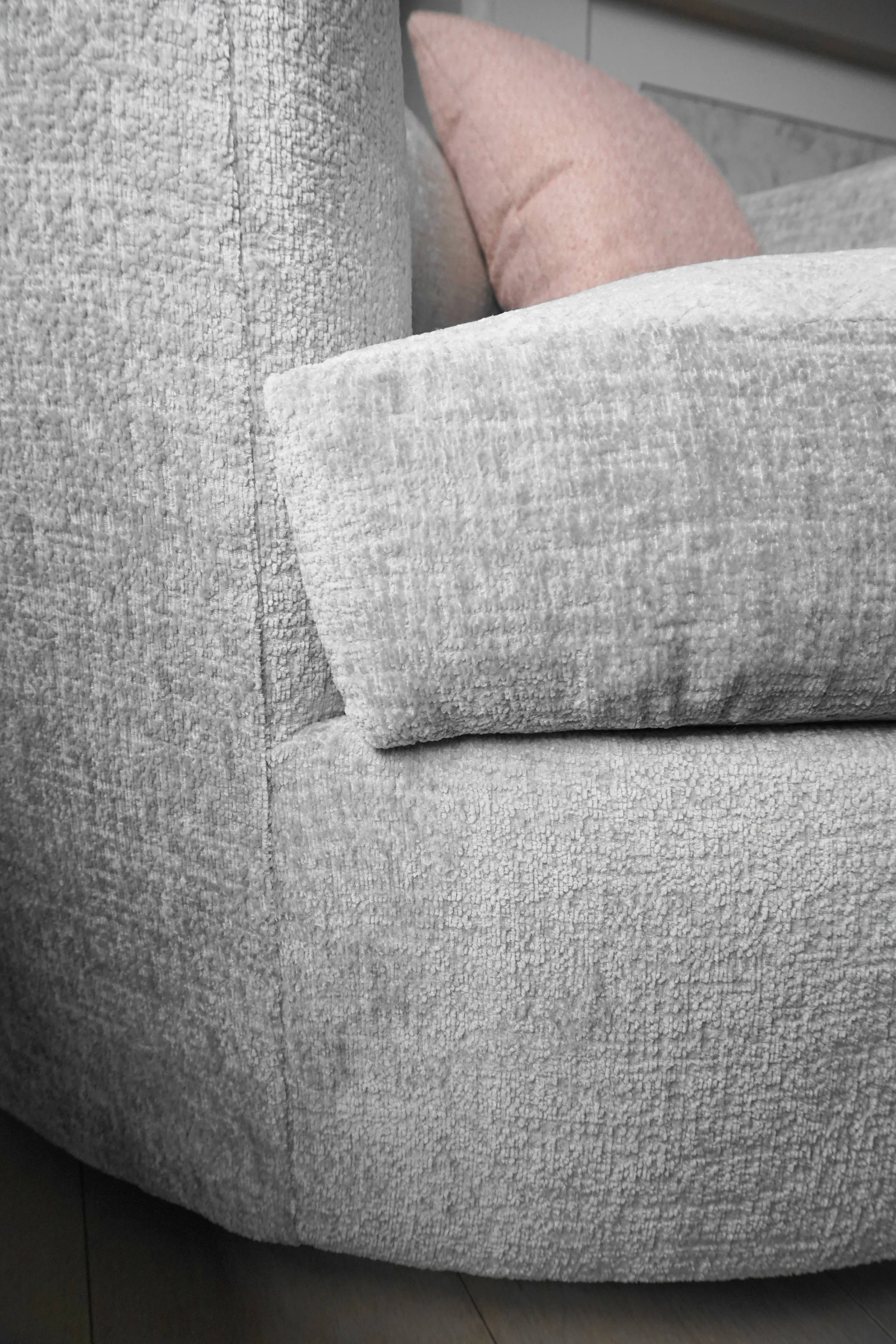 This fabric looks luxurious, is an affordable grade 10 fabric AND has a 100,000 double rubs count. Fantastic choice for the homeowner--considering this is now the most sought after seat in the house!
