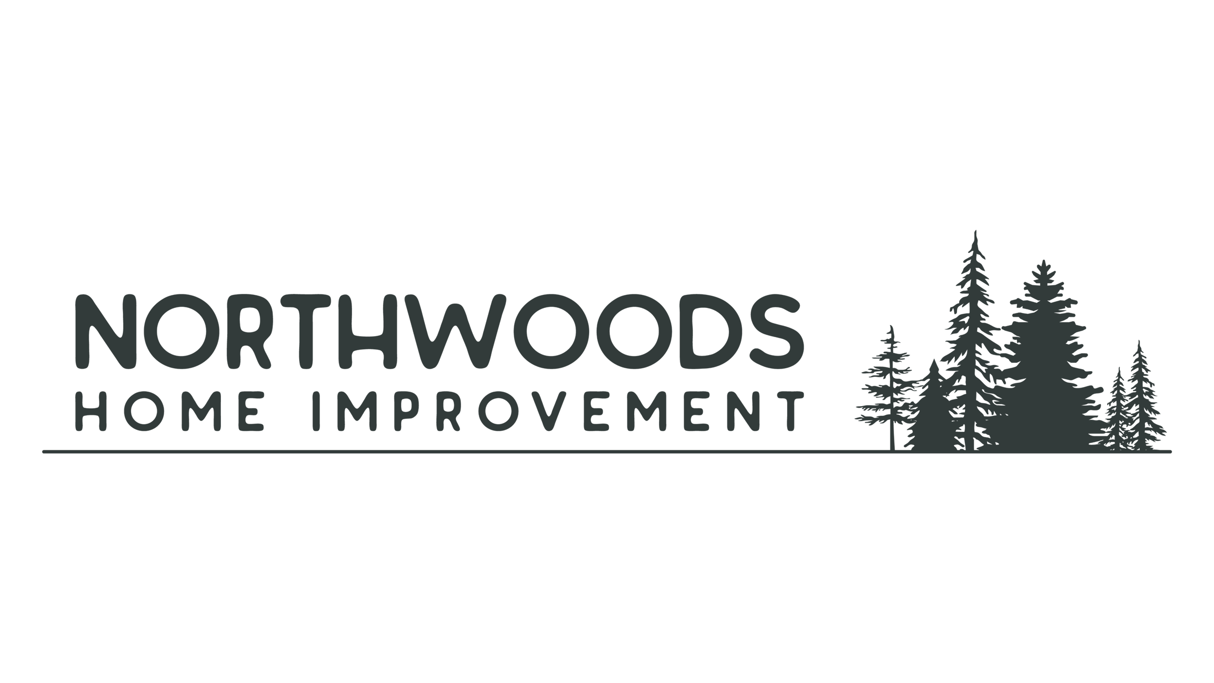 Logo for Northwoods Home Improvement featuring a stylized forest of evergreen trees.
