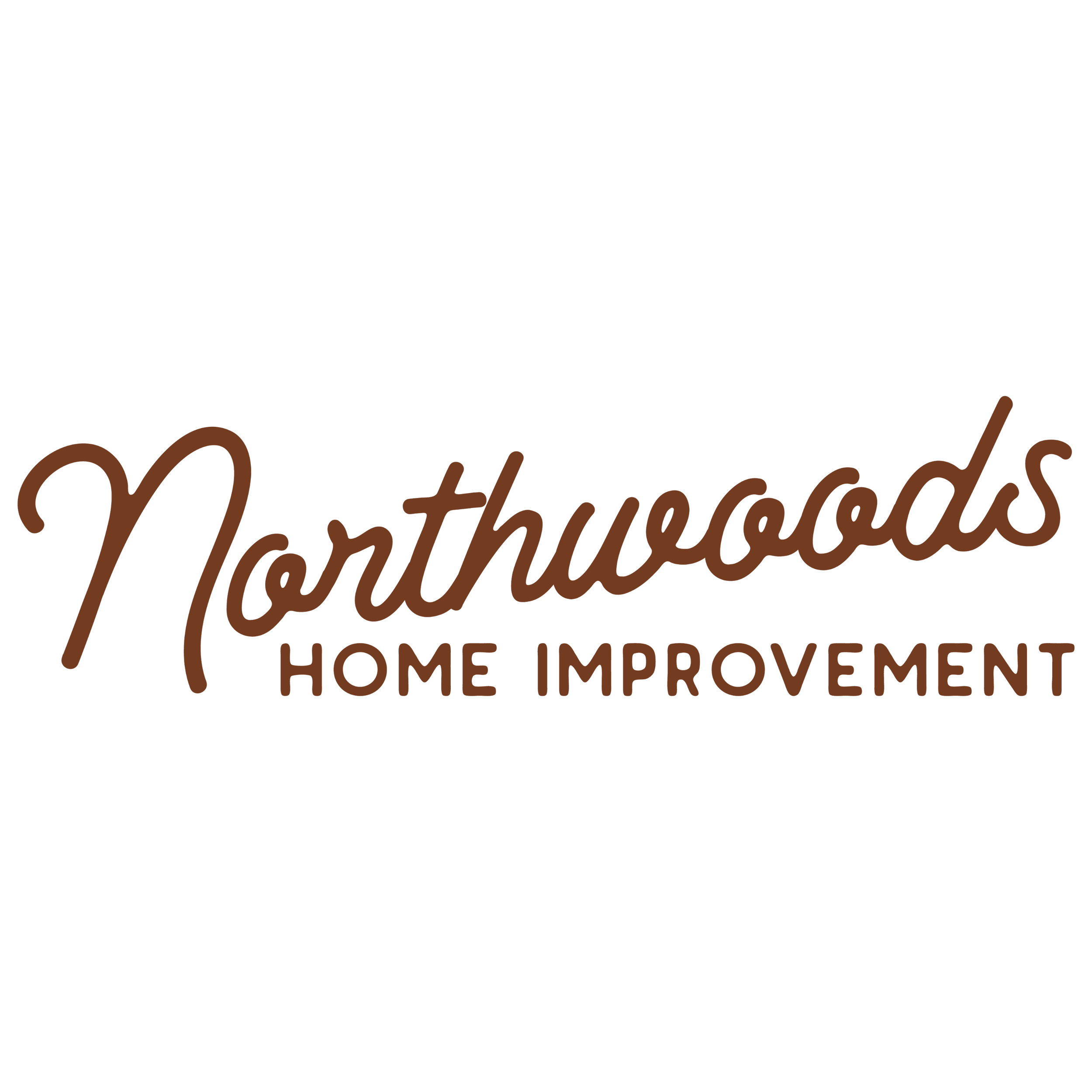 Logo for Northuwoods Home Improvement featuring the company name in brown script and block text on a black background.