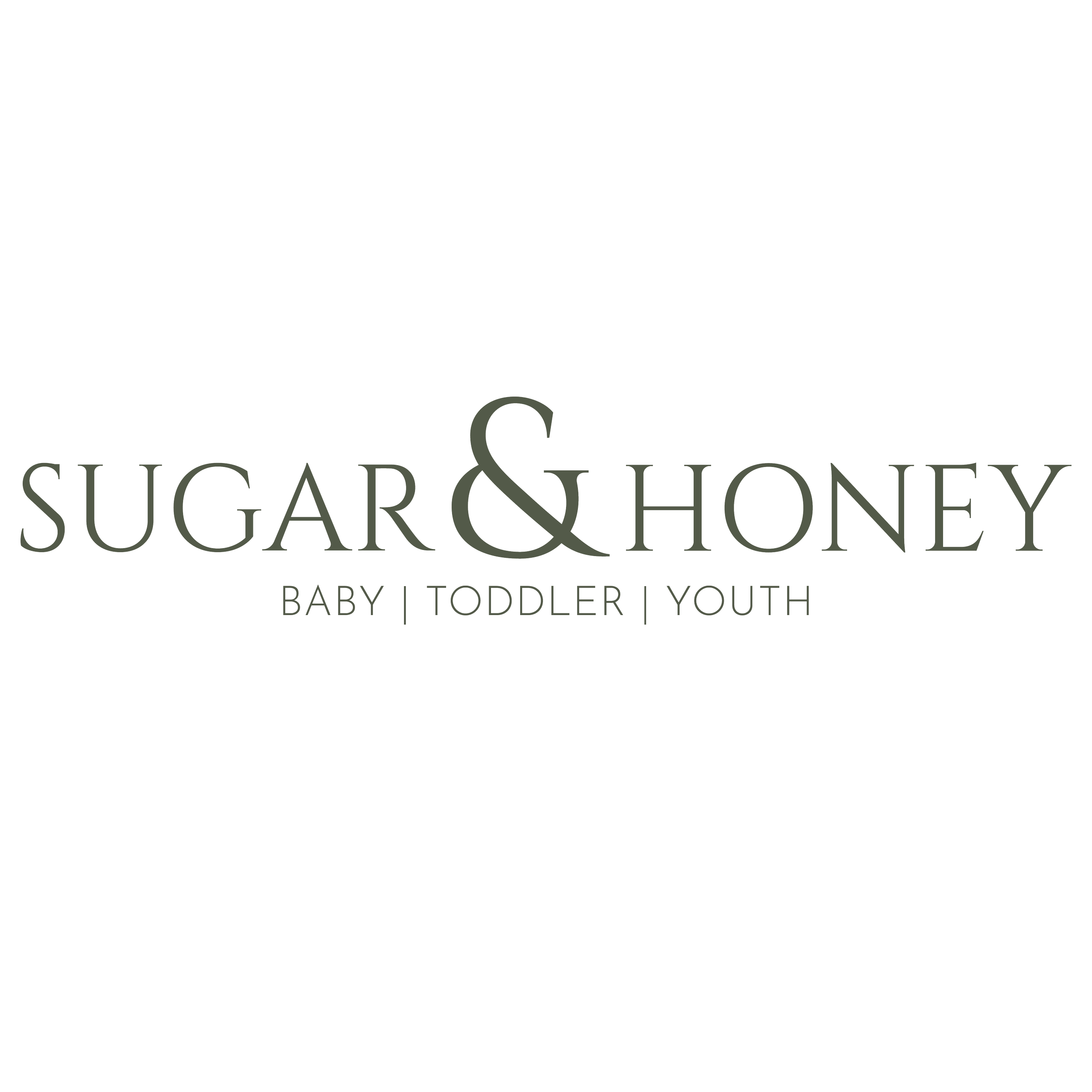 Logo for Sugar & Honey featuring the words 'Baby, Toddler, Youth' underneath.