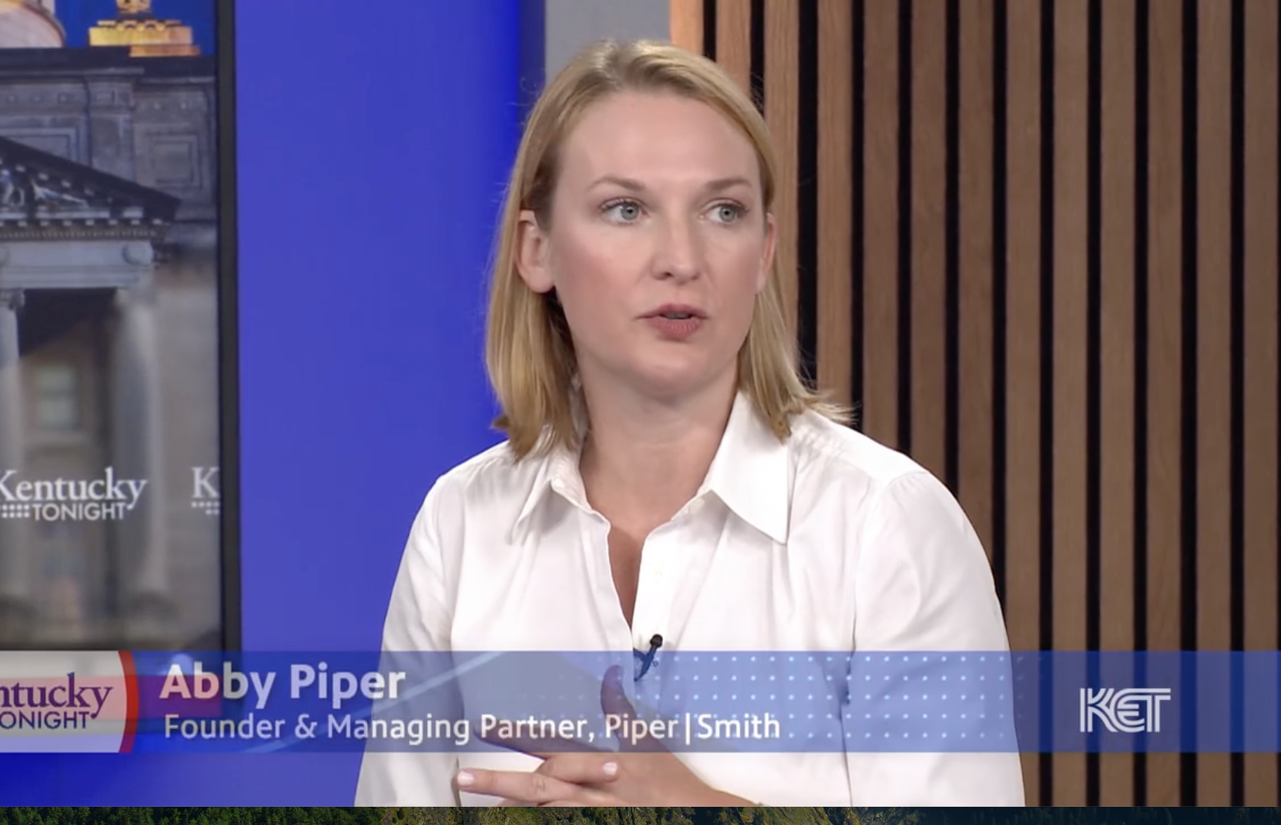 Abby Piper speaks on Kentucky Educational Television Kentucky Tonight Political Show