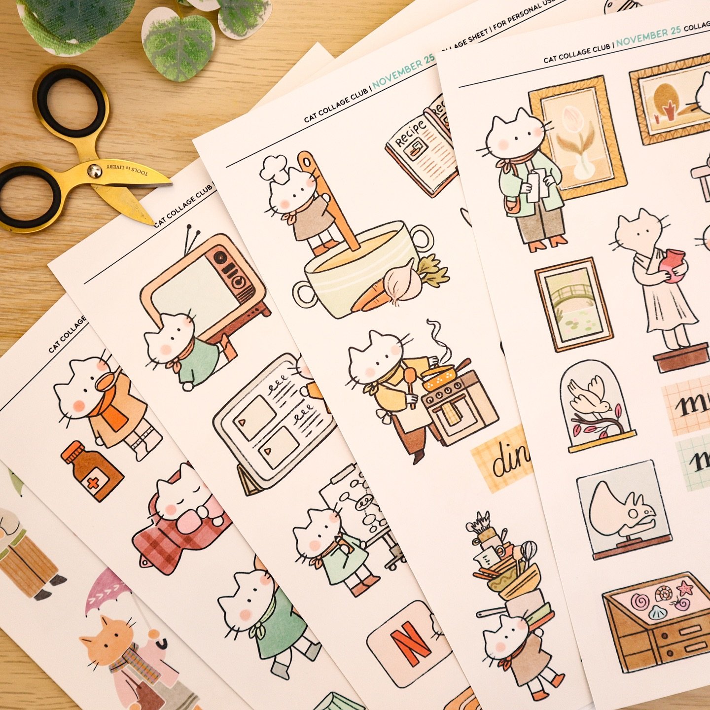 ✨ Swipe to see the November printable collection!

🐈 This month, the cats share a meal with friends, visit a museum and fight off a cold. 

🥣 To me, fall calls for comforting meals. So the cats are serving hearty soups and refreshing salads. And wh