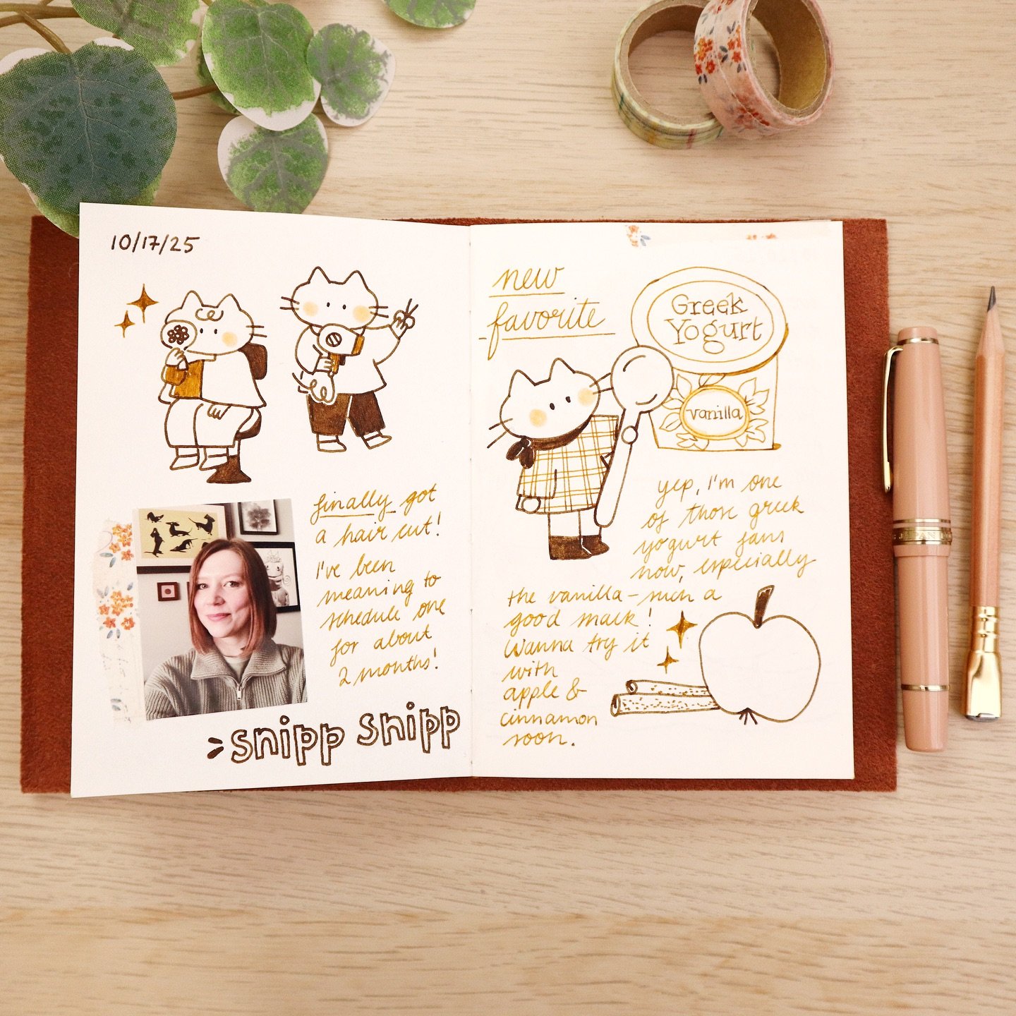 🖋️ First Spread in my new @paper_republic illustrated journal in their Grand Voyager pocket size. It&rsquo;s just enough space for a doodle and a sentence or two, which leaves no space for overthinking it 😉