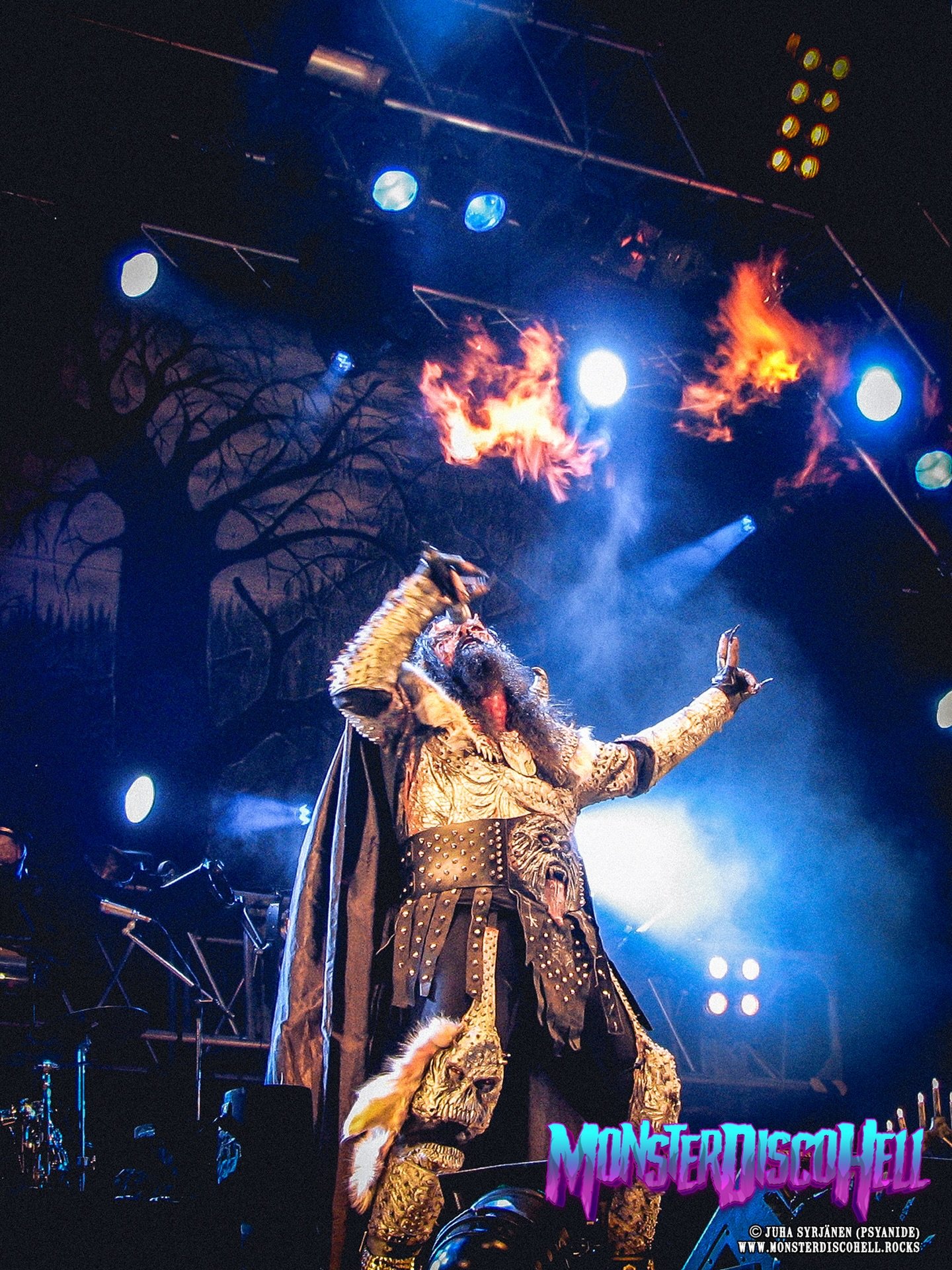 In today&rsquo;s Throwback Thursday post, we see Mr. Lordi in his natural habitat, on a big stage surrounded by fire and flames, screaming out the mating call! This previously unused The Arockalypse era shot was taken at Ruisrock, Turku on July 7th 2