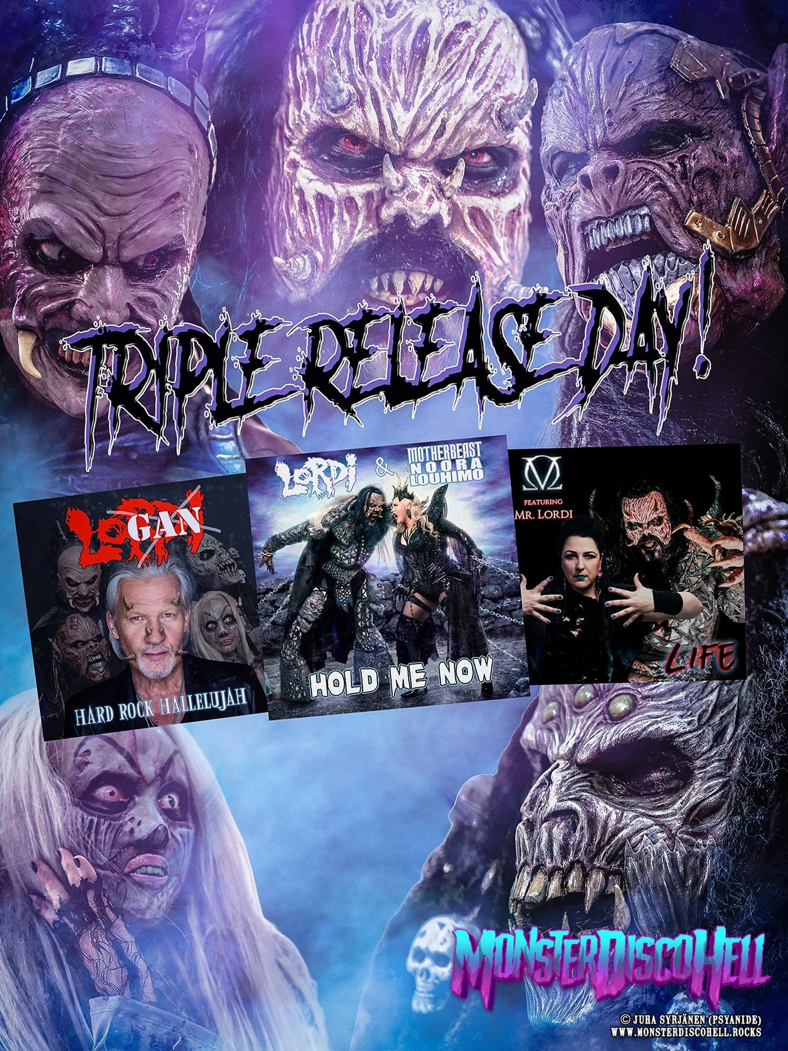 Today really is a Hella Good Friday, monstermaniacs! There are three new Lordi releases out now for you to listen to! First of all, Lordi and the Motherbeast Noora Louhimo released a version of Johnny Logan&rsquo;s 1987 Eurovision winning song Hold M