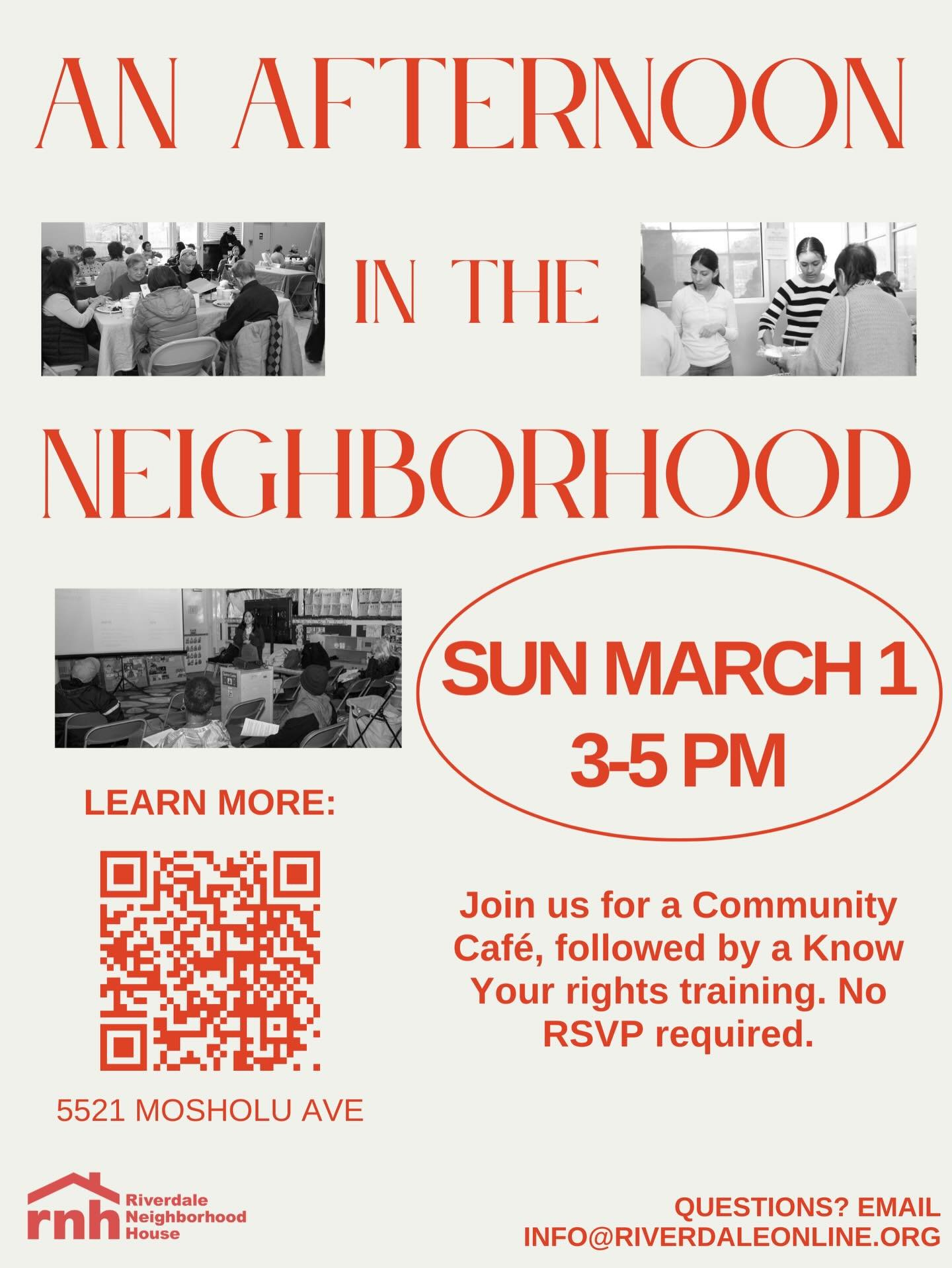 Join us this Sunday March 1st 3-5pm for a Community Cafe and Know Your Rights Training. It&rsquo;ll be a great opportunity to connect with your neighbors over a warm, homemade meal, and learn important information about how to keep your community saf