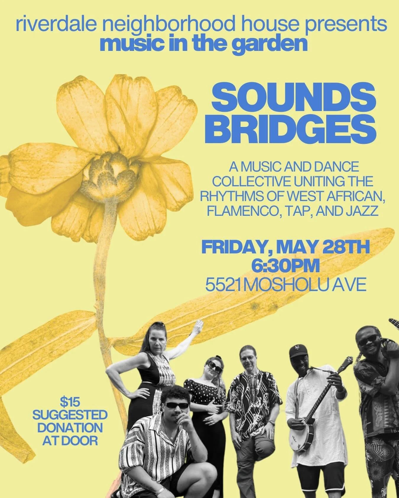 Music in the Garden kicks off tomorrow with the return of Sound Bridges! Bring a neighbor and a chair &mdash; though the band will have you dancing all evening long. 

Through original compositions rooted in African and jazz traditions, Sound Bridges