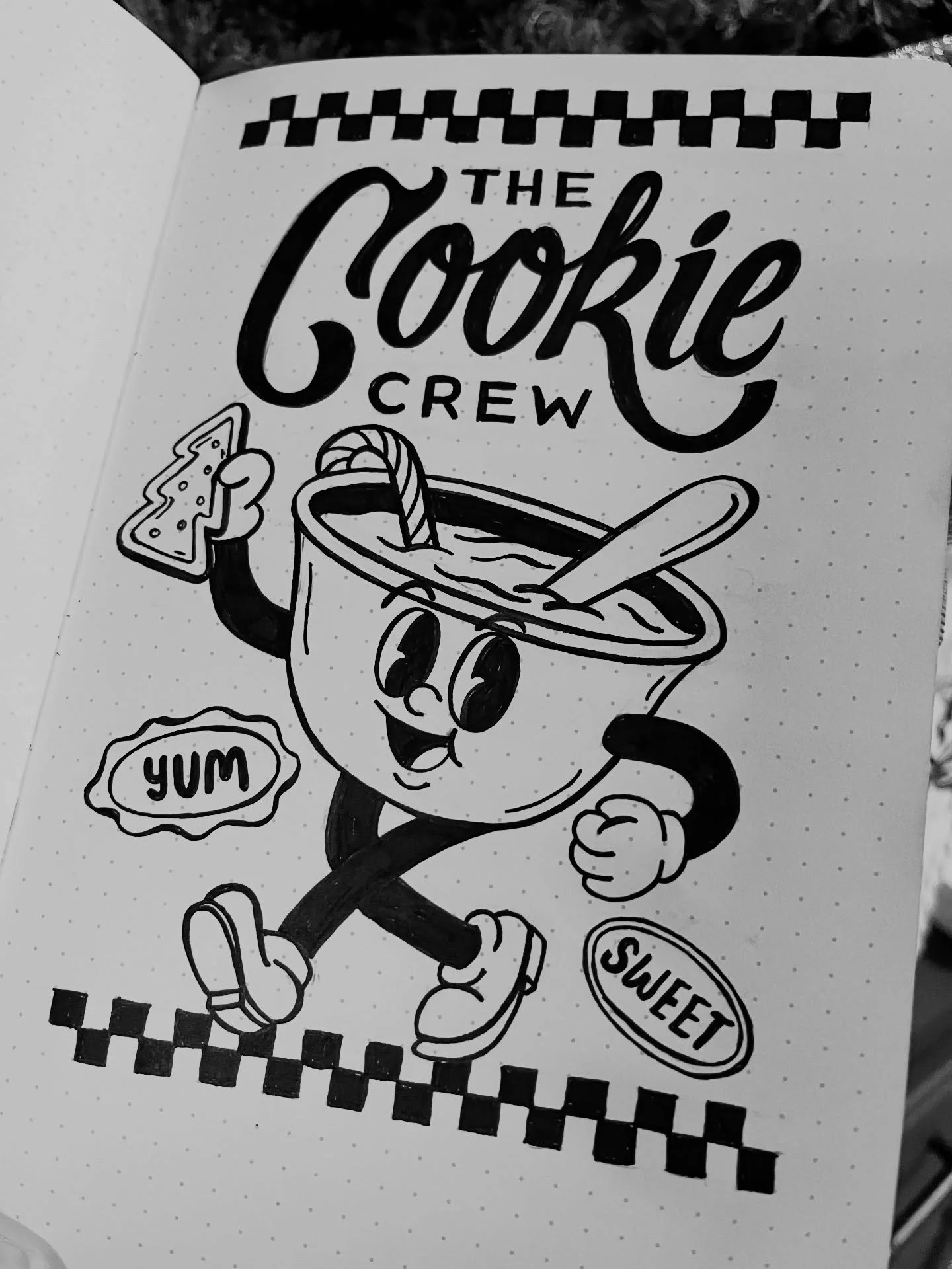 Sweet treats and vintage rubber-hose charm for the holidays. 🍪