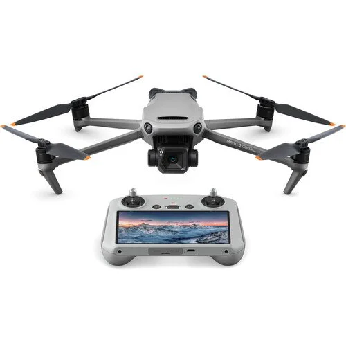 DJI Mavic 3 Classic drone with DJI RC remote controller, showcasing advanced aerial photography capabilities.