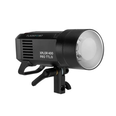 Flashpoint XPLOR 400 Pro Compact TTL R2 Monolight, compact design with a bright beam, ideal for outdoor and emergency use.